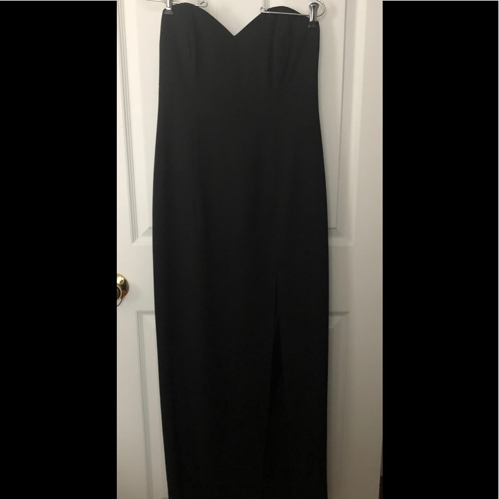 Lord & Taylor Strapless Dress with Slit Black